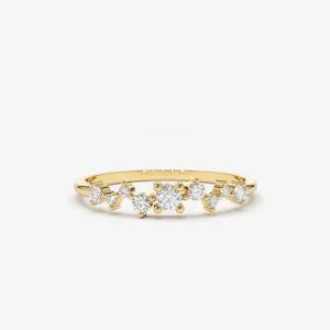 14k Multistone Diamond Cluster Ring