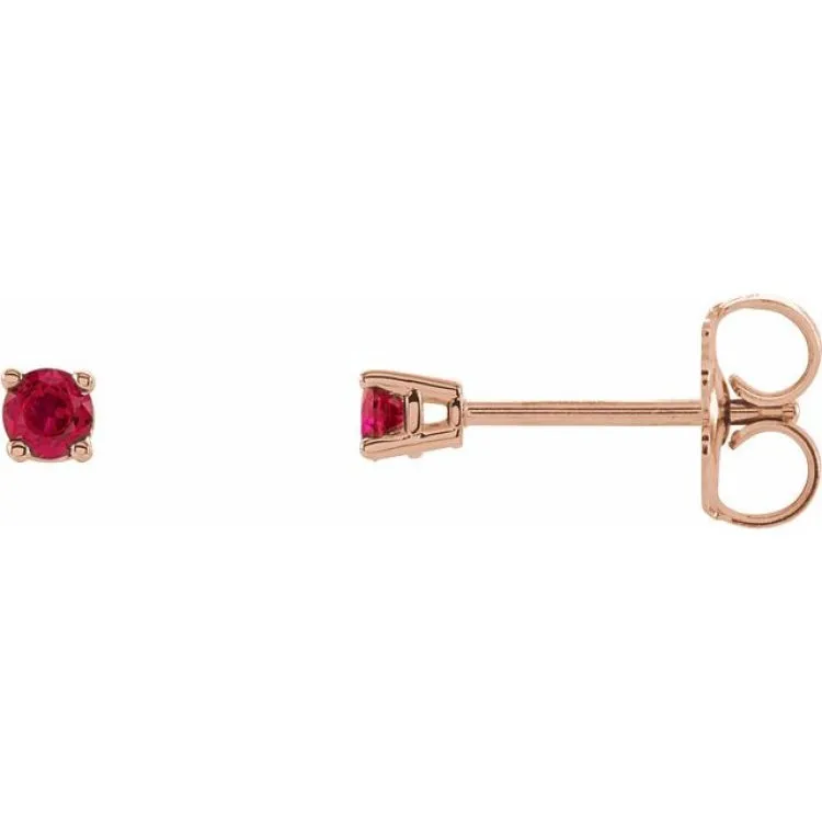 14K Rose 2.5 mm Lab-Grown Ruby Stud Earrings