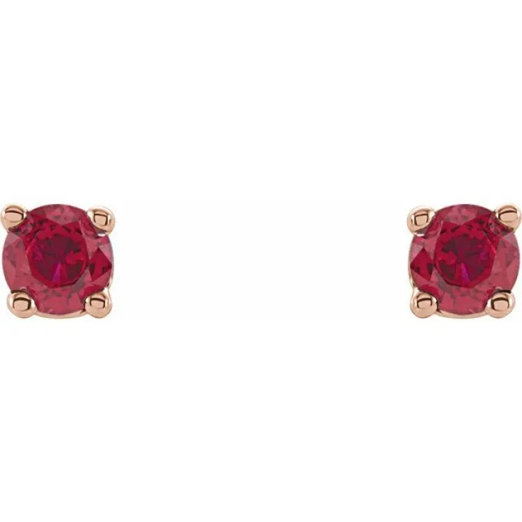 14K Rose 2.5 mm Lab-Grown Ruby Stud Earrings