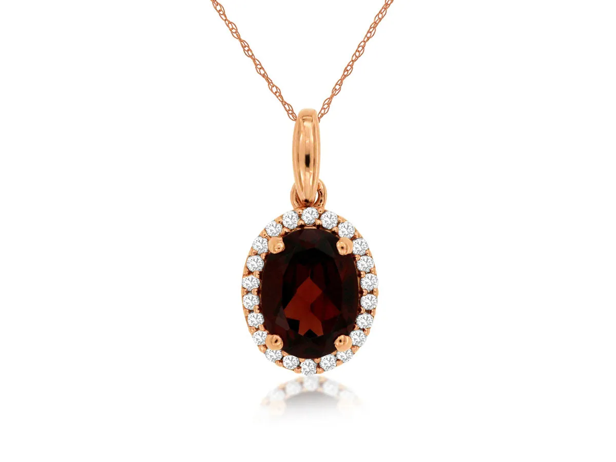 14K Rose Gold Garnet and Diamond Necklace