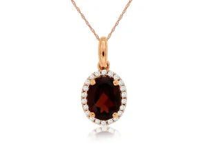 14K Rose Gold Garnet and Diamond Necklace