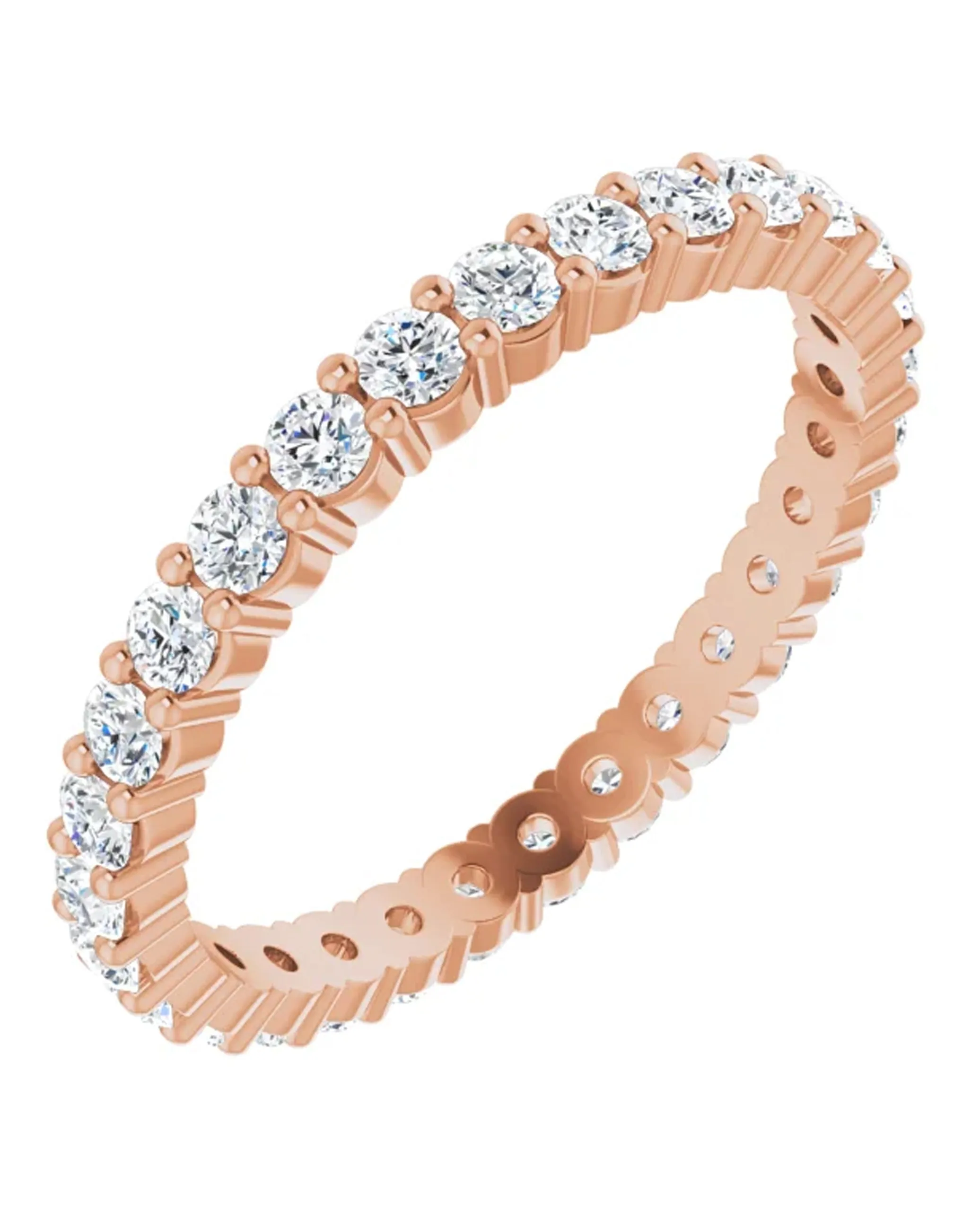 14K Rose Gold Shared Prong Eternity Ring - 2mm Wide