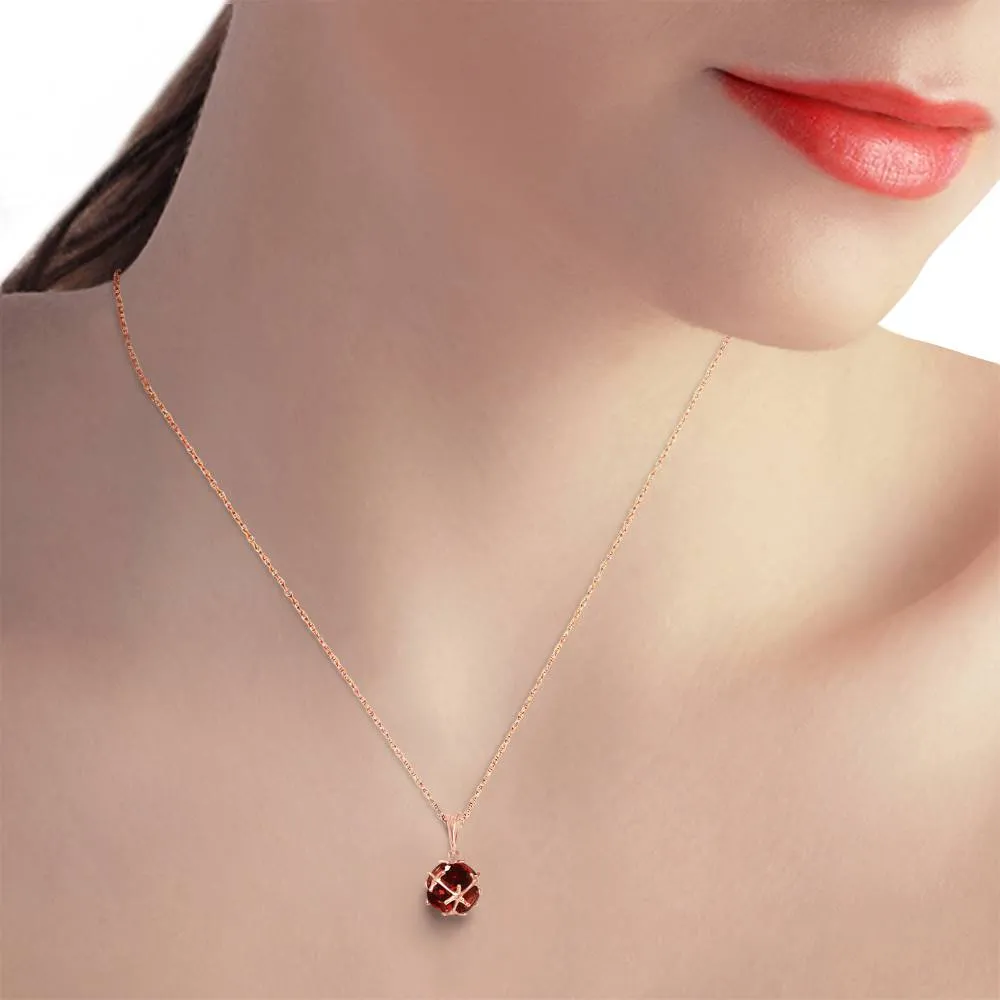 14K Solid Rose Gold Garnet Necklace Gemstone Genuine Royal