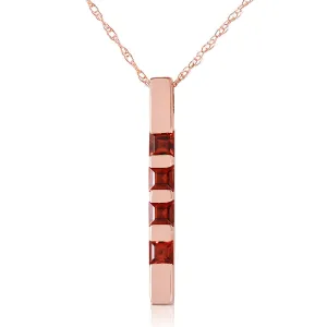 14K Solid Rose Gold Necklace Bar w/ Natural Garnets