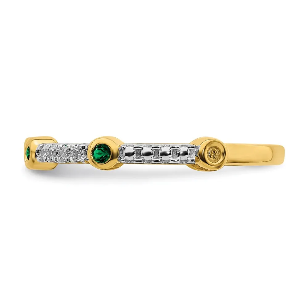 14k Stackable Expressions Created Emerald and Diamond Ring | SK2068