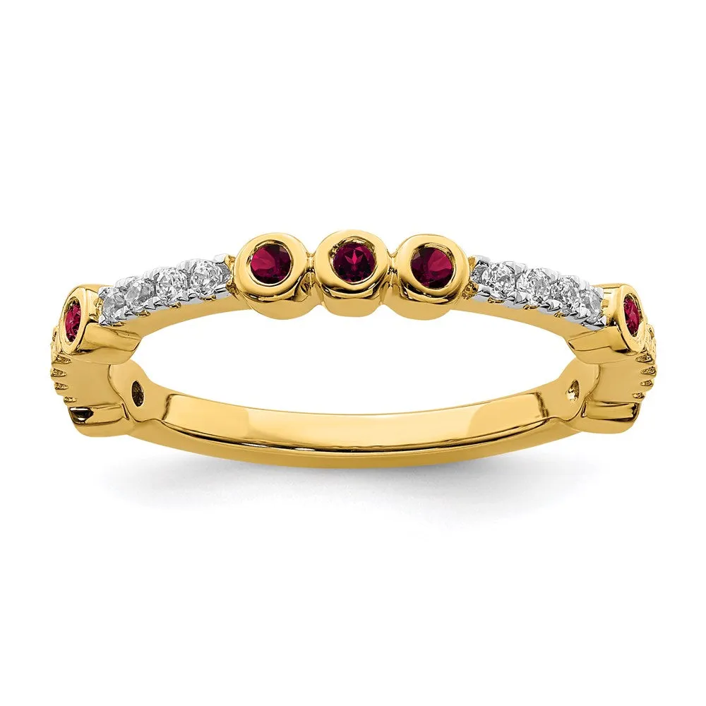 14k Stackable Expressions Created Ruby and Diamond Ring | SK2070