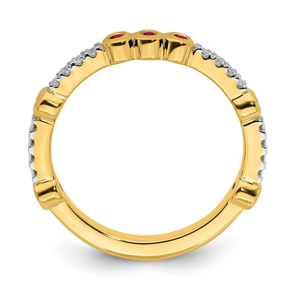 14k Stackable Expressions Created Ruby and Diamond Ring | SK2070