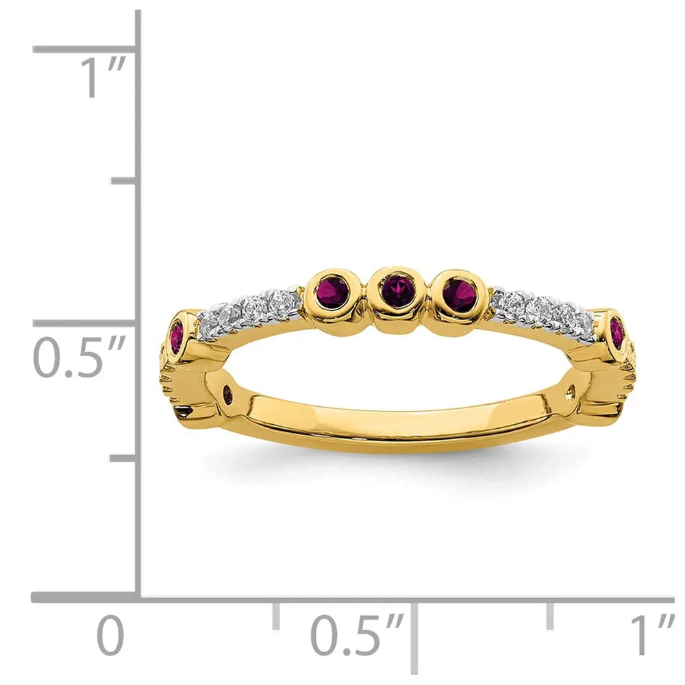 14k Stackable Expressions Rhodolite Garnet and Diamond Ring | SK2069