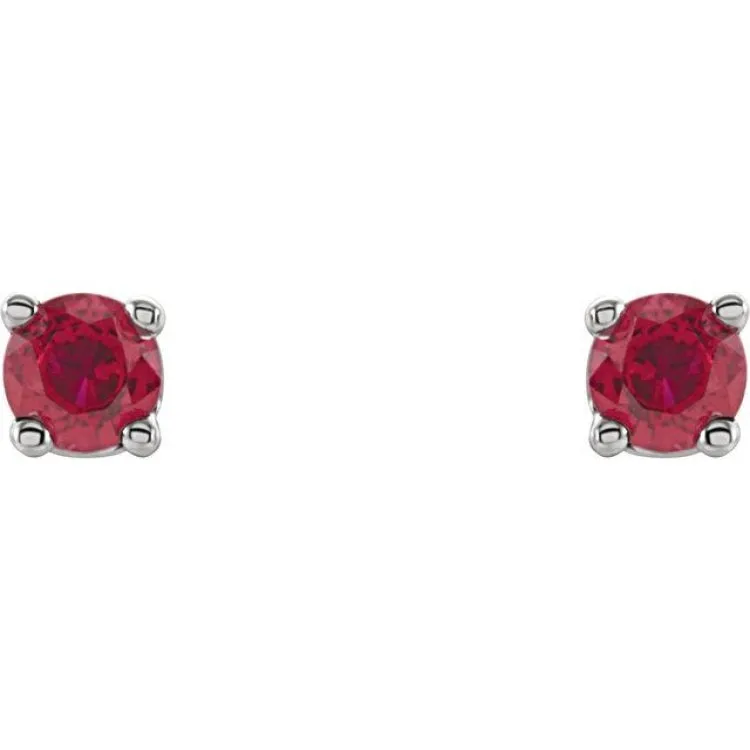 14K White 2.5 mm Lab-Grown Ruby Stud Earrings with Friction Post