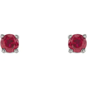 14K White 2.5 mm Lab-Grown Ruby Stud Earrings with Friction Post