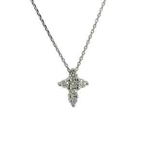 14K White Gold Diamond Cross Pendant Necklace - 0.20ct