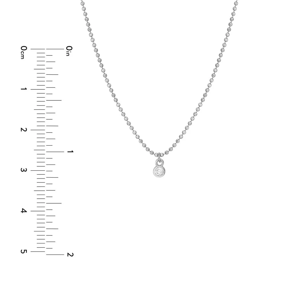 14k White Gold Diamond Drops Necklace on D/C Bead Chain