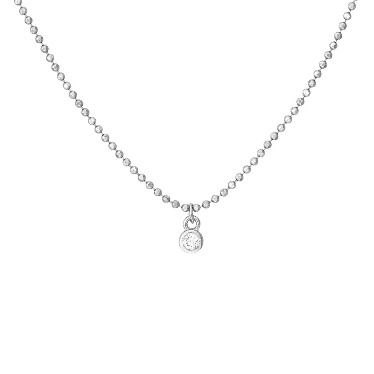 14k White Gold Diamond Drops Necklace on D/C Bead Chain