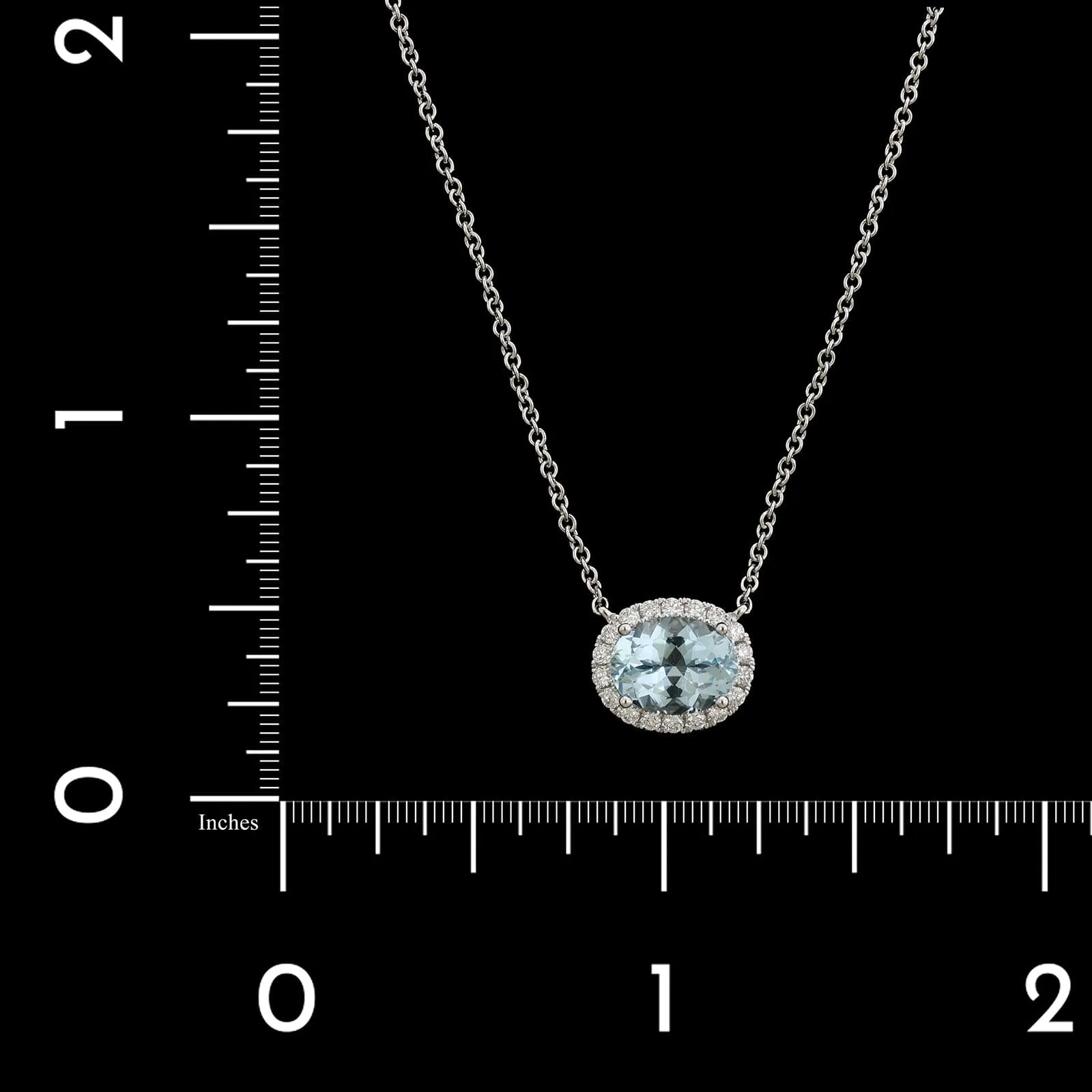 14K White Gold Estate Aquamarine and Diamond Necklace