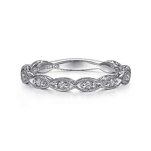 14K White Gold Marquise Shaped Wedding Band