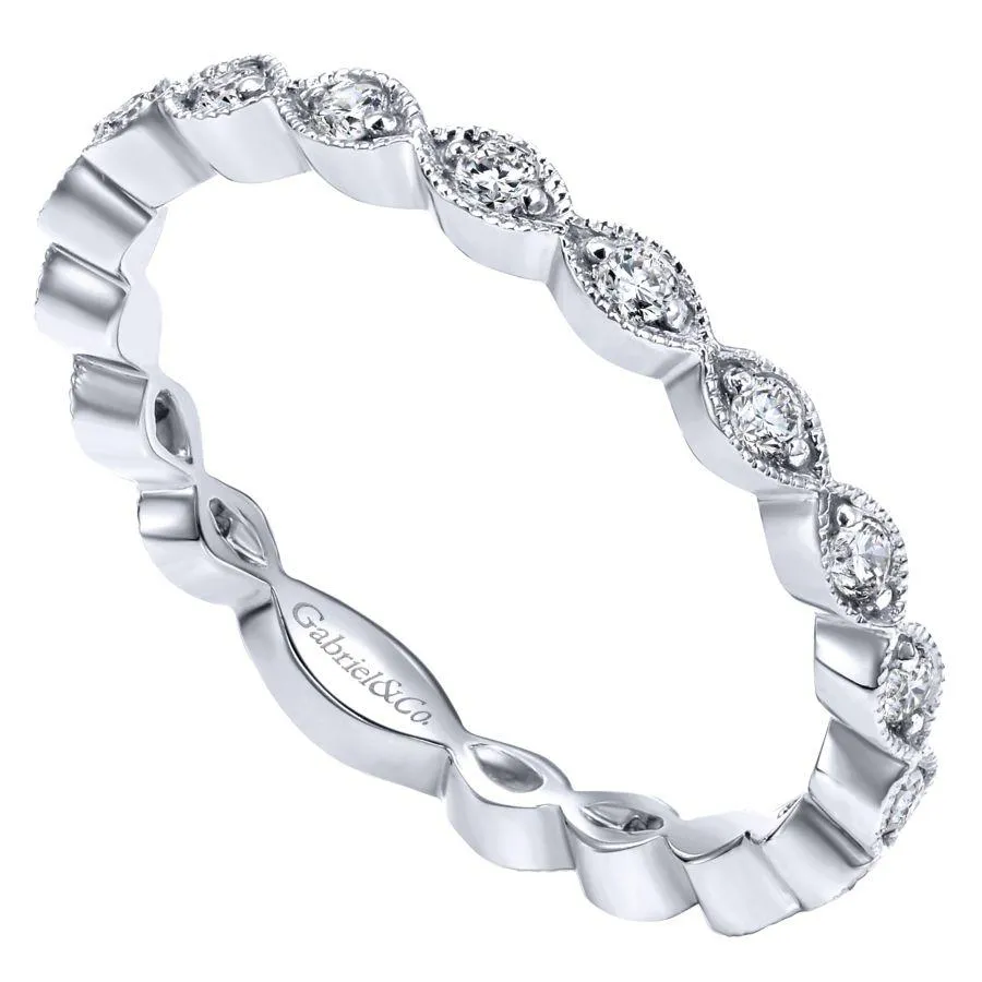 14K White Gold Marquise Shaped Wedding Band