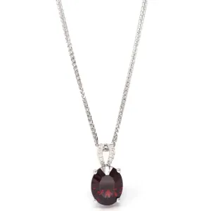 14k White Gold Natural Garnet Necklace With Diamonds