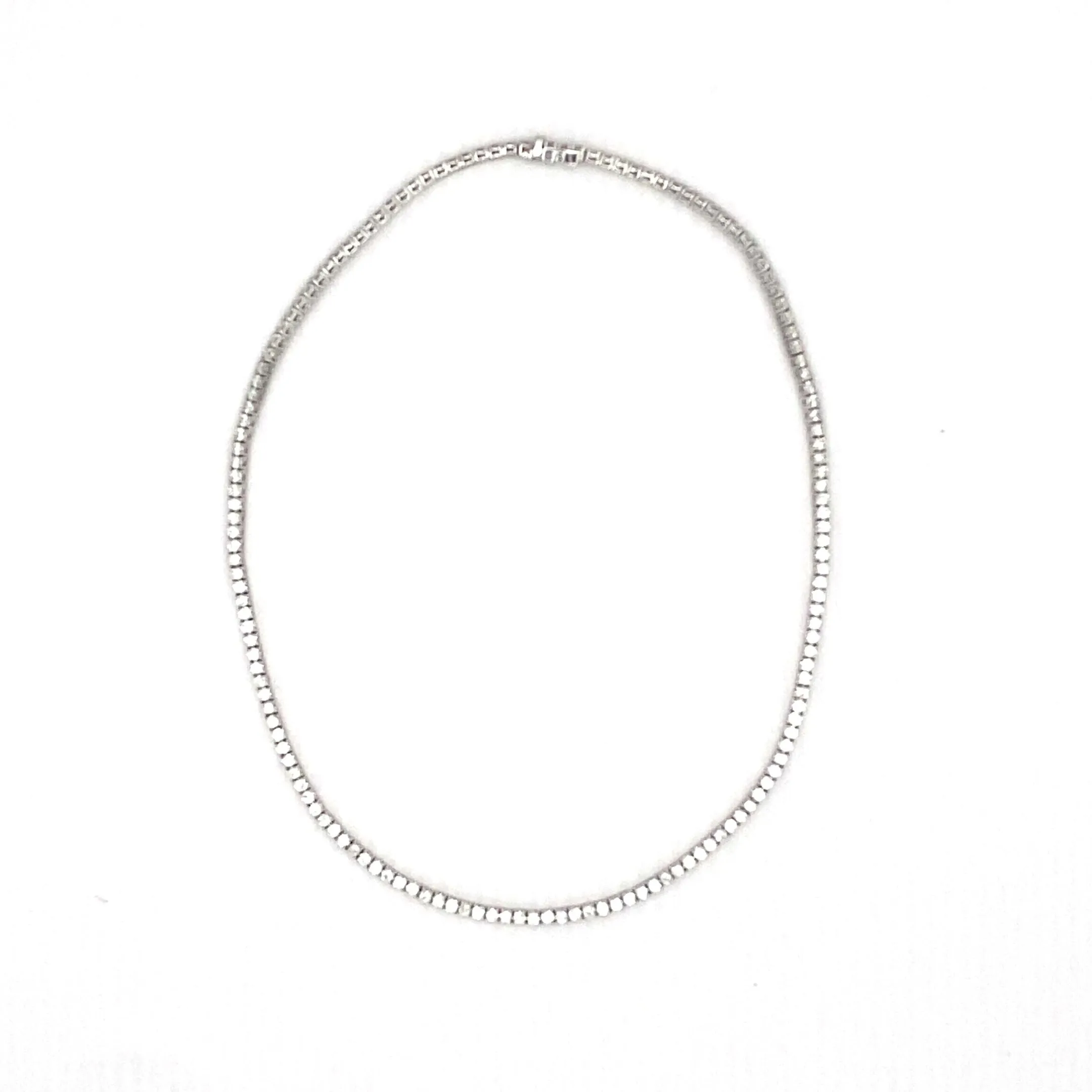 14K White Gold Tennis Necklace - 12.70ct