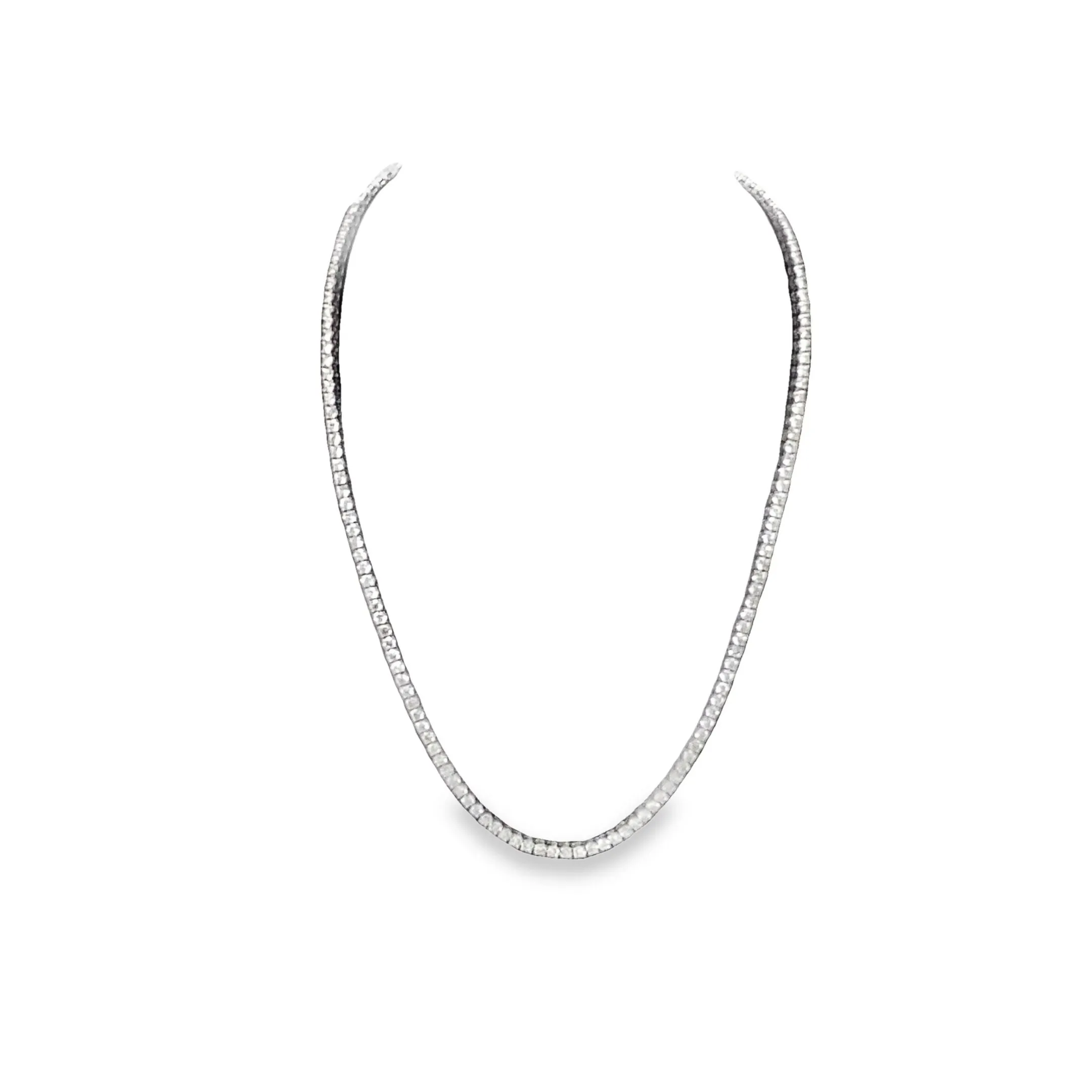 14K White Gold Tennis Necklace - 12.70ct