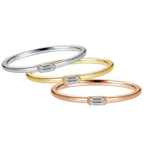 14K White, Yellow or Rose Stackable baguette Ring