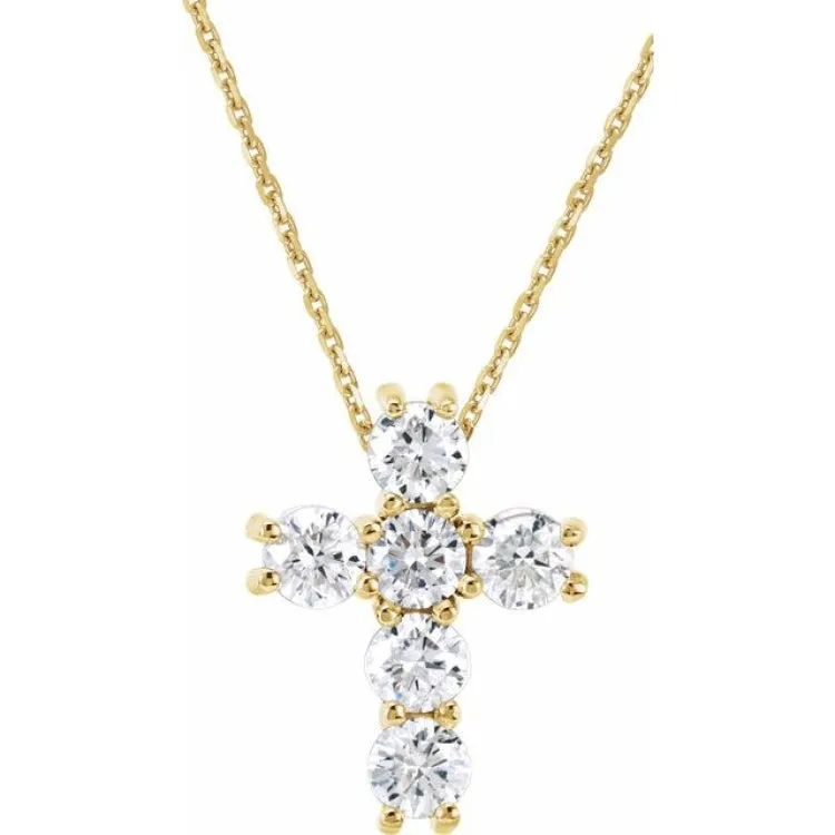 14K Yellow 1/3 CTW Natural Diamond Cross 18" Necklace