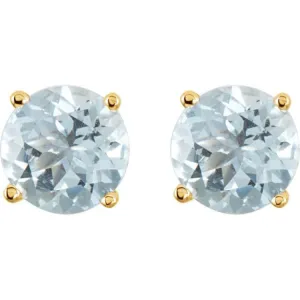 14K Yellow 2.5 mm Natural Aquamarine Stud Earrings