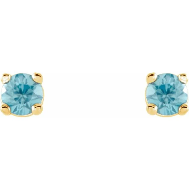 14K Yellow 2.5 mm Natural Blue Zircon Stud Earrings