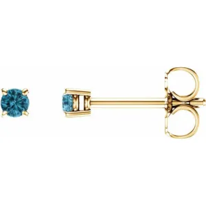 14K Yellow 2.5 mm Natural Blue Zircon Stud Earrings