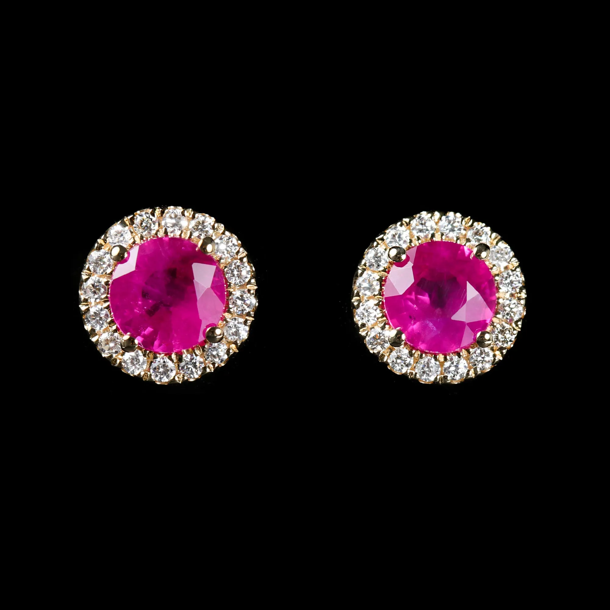 14K Yellow Gold 1.26 CTW Ruby and Diamond Stud Earrings