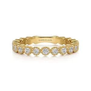 14K Yellow Gold Diamond Bezel Setting Stackable Ladies Ring