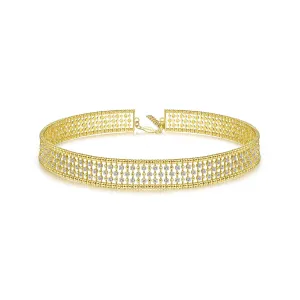 14K Yellow Gold Diamond Thick Choker Necklace