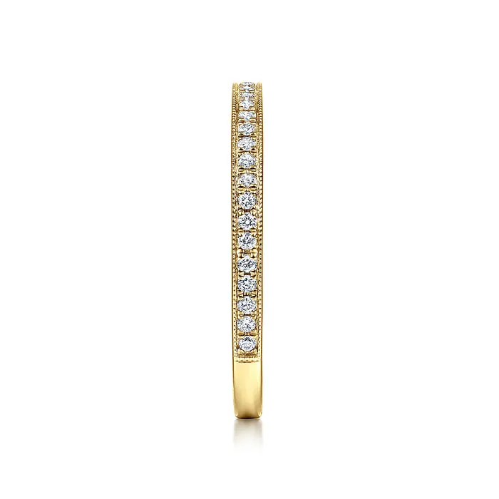 14K Yellow Gold Pave Diamond Eternity Stackable Ring