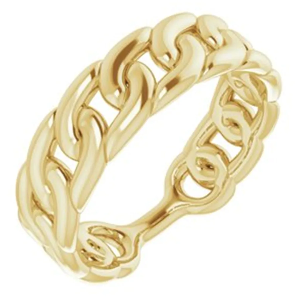 14K Yellow Gold Stackable Chain Link Ring