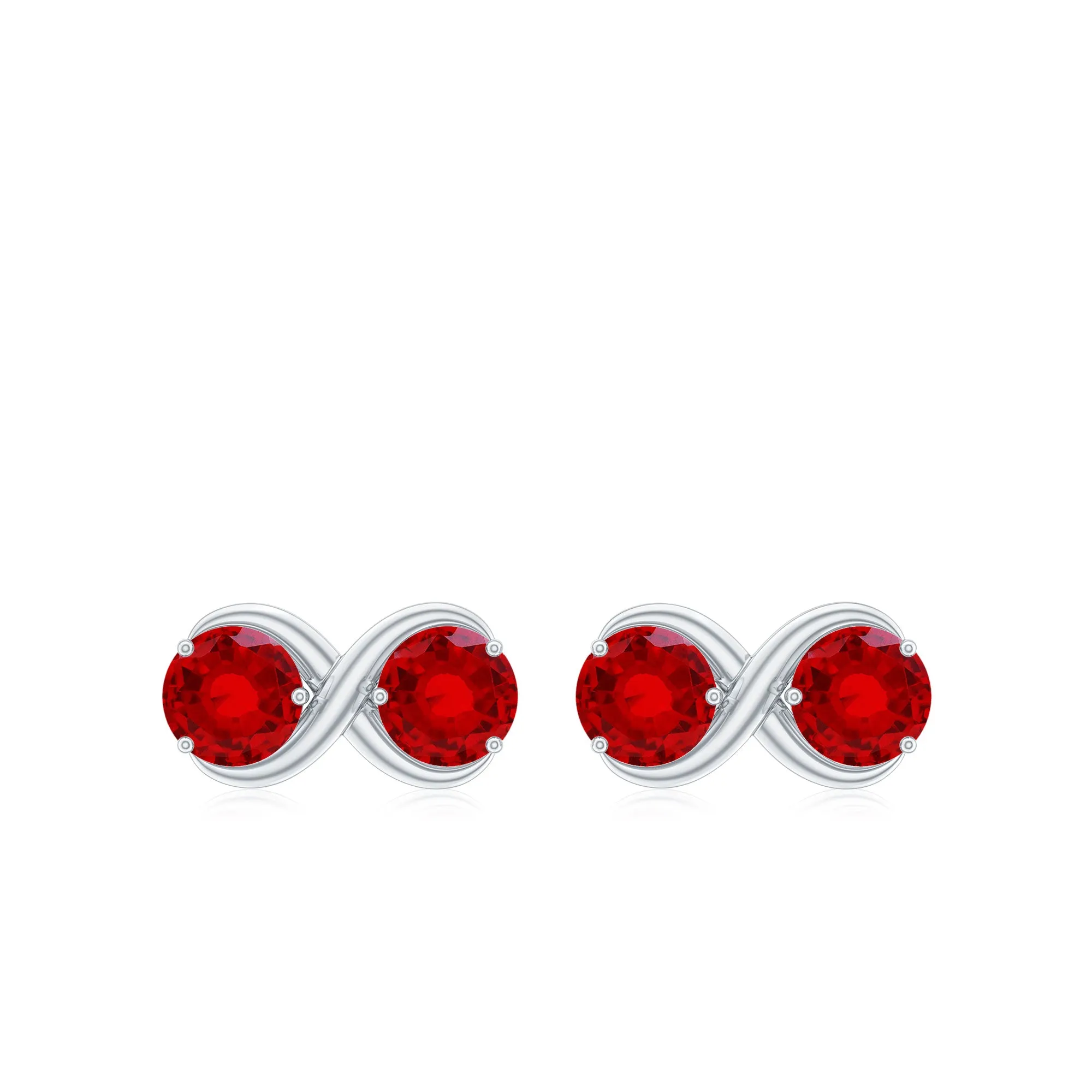 1.50 CT Two Stone Infinity Stud Earrings with Created Ruby for Women