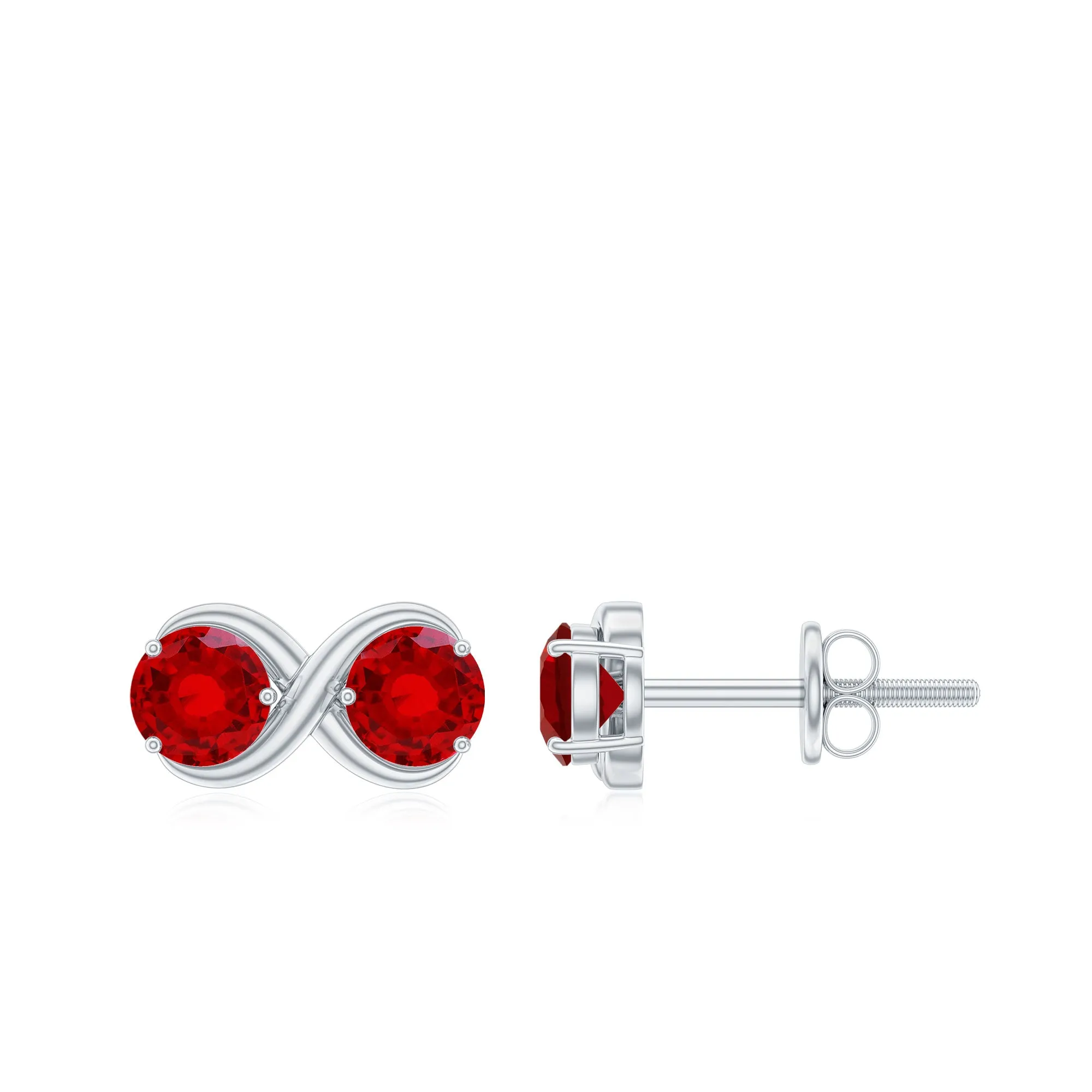 1.50 CT Two Stone Infinity Stud Earrings with Created Ruby for Women