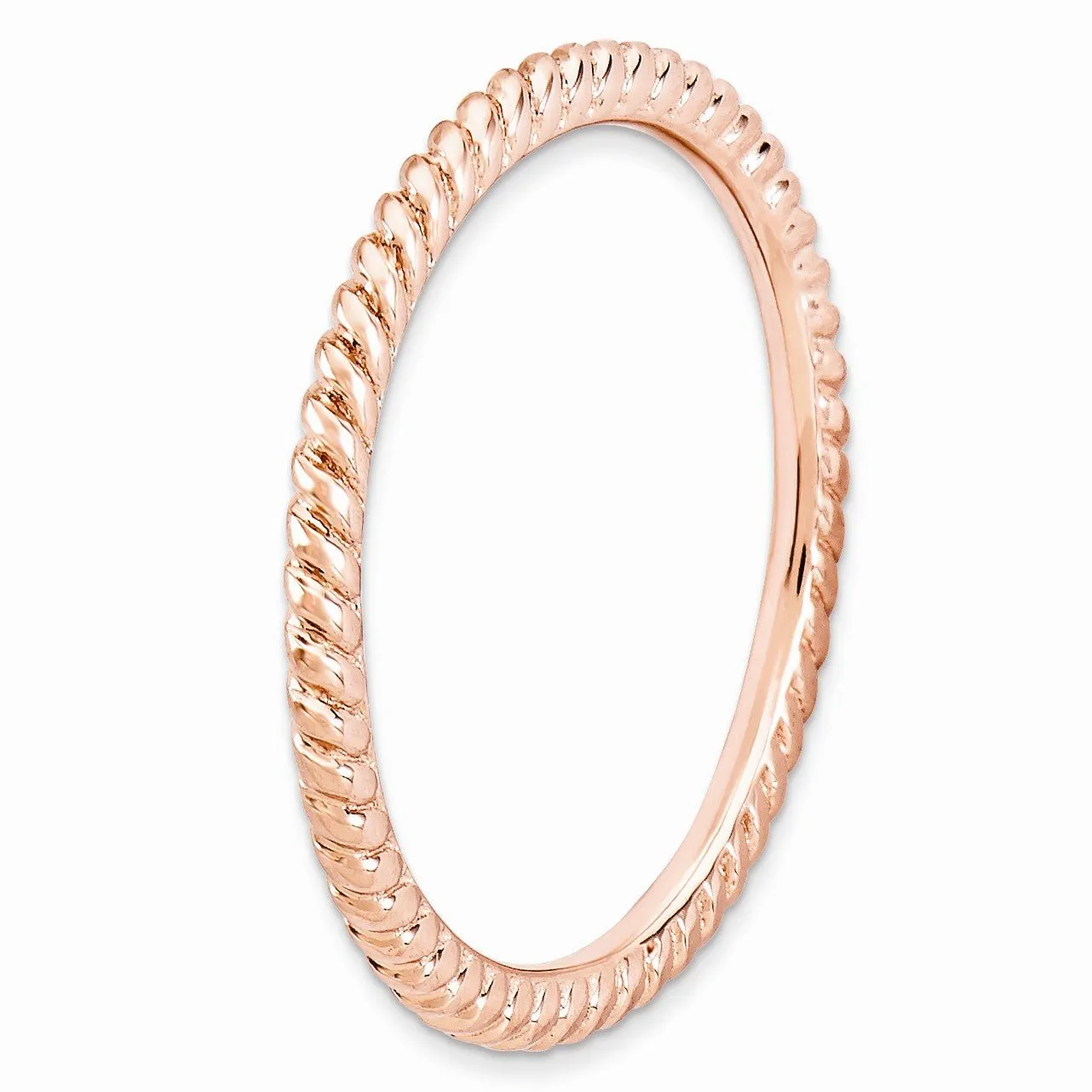 1.5mm Stackable 14K Rose Gold Plated Silver Twisted Band