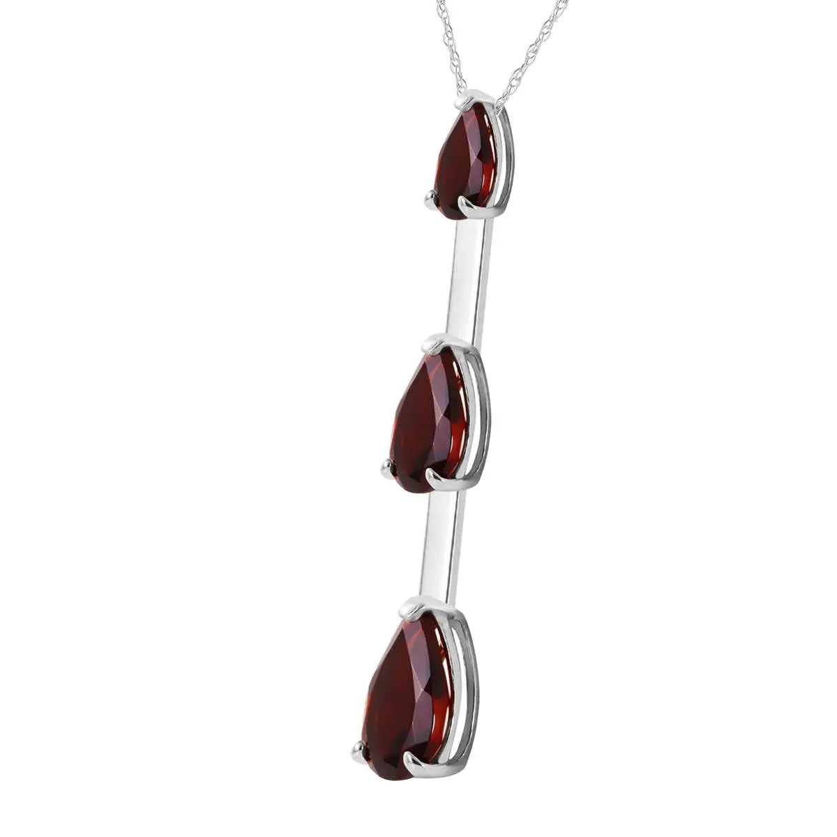 1.71 Carat 14K Solid White Gold Necklace Natural Garnet