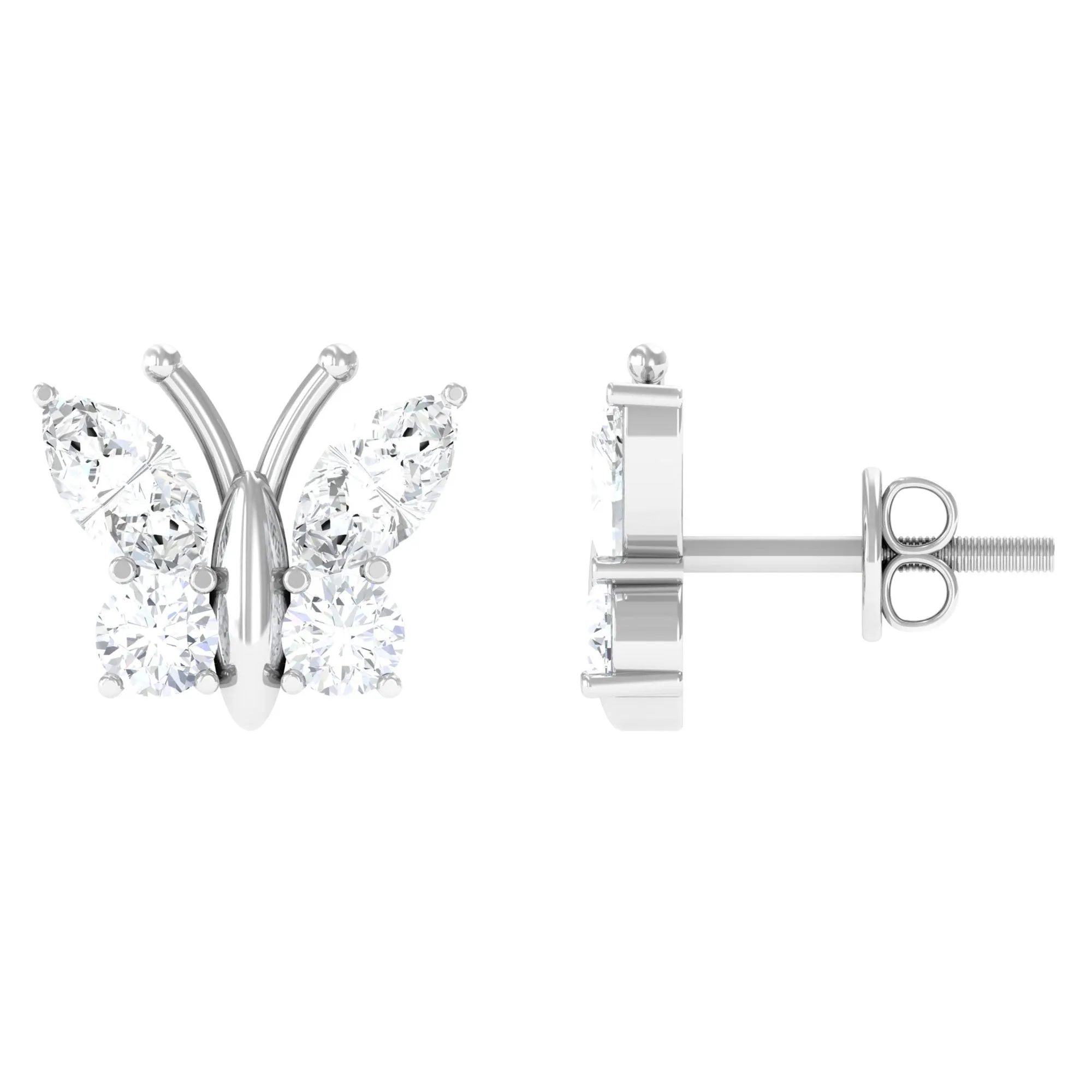 1.75 CT Cubic Zirconia Butterfly Stud Earrings