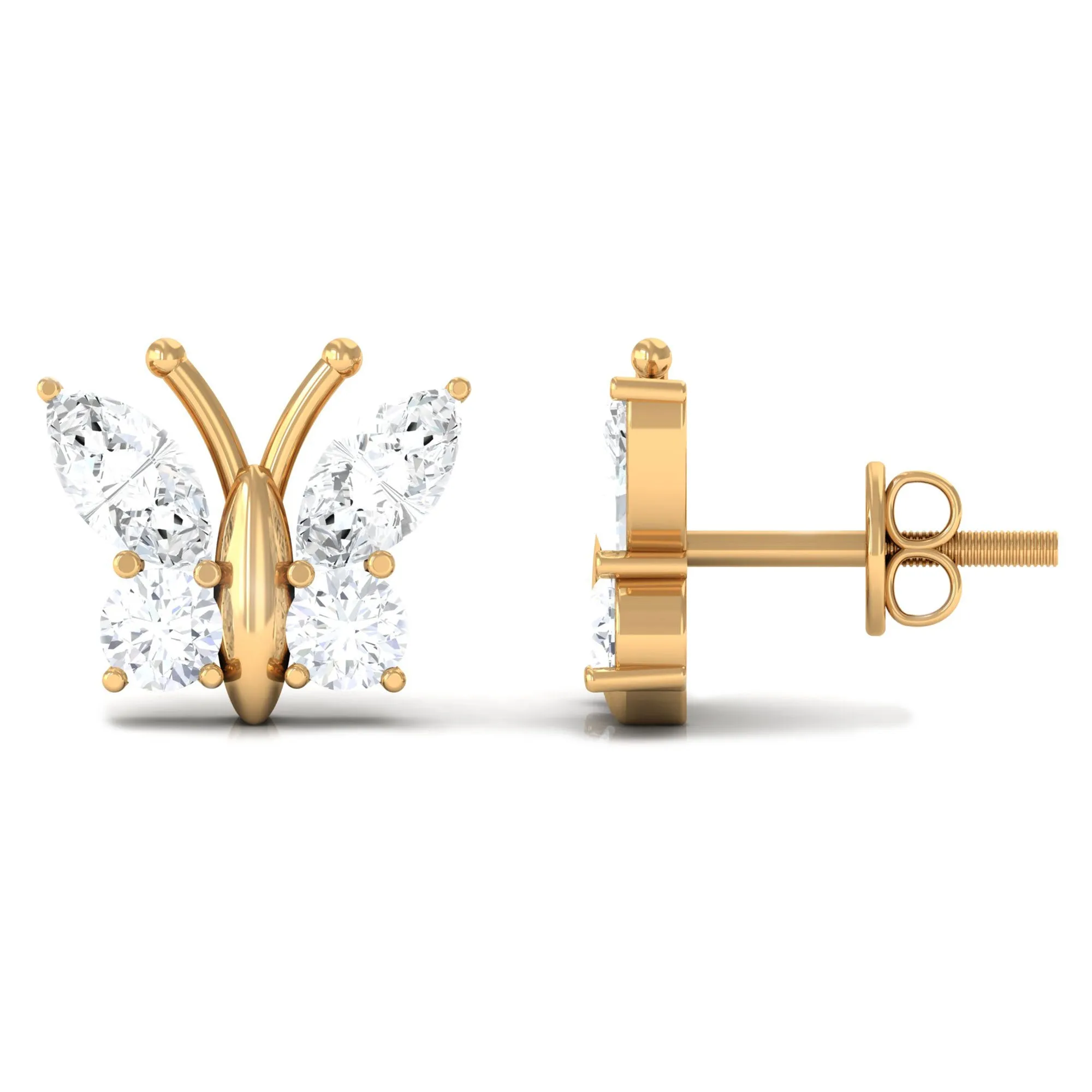 1.75 CT Cubic Zirconia Butterfly Stud Earrings