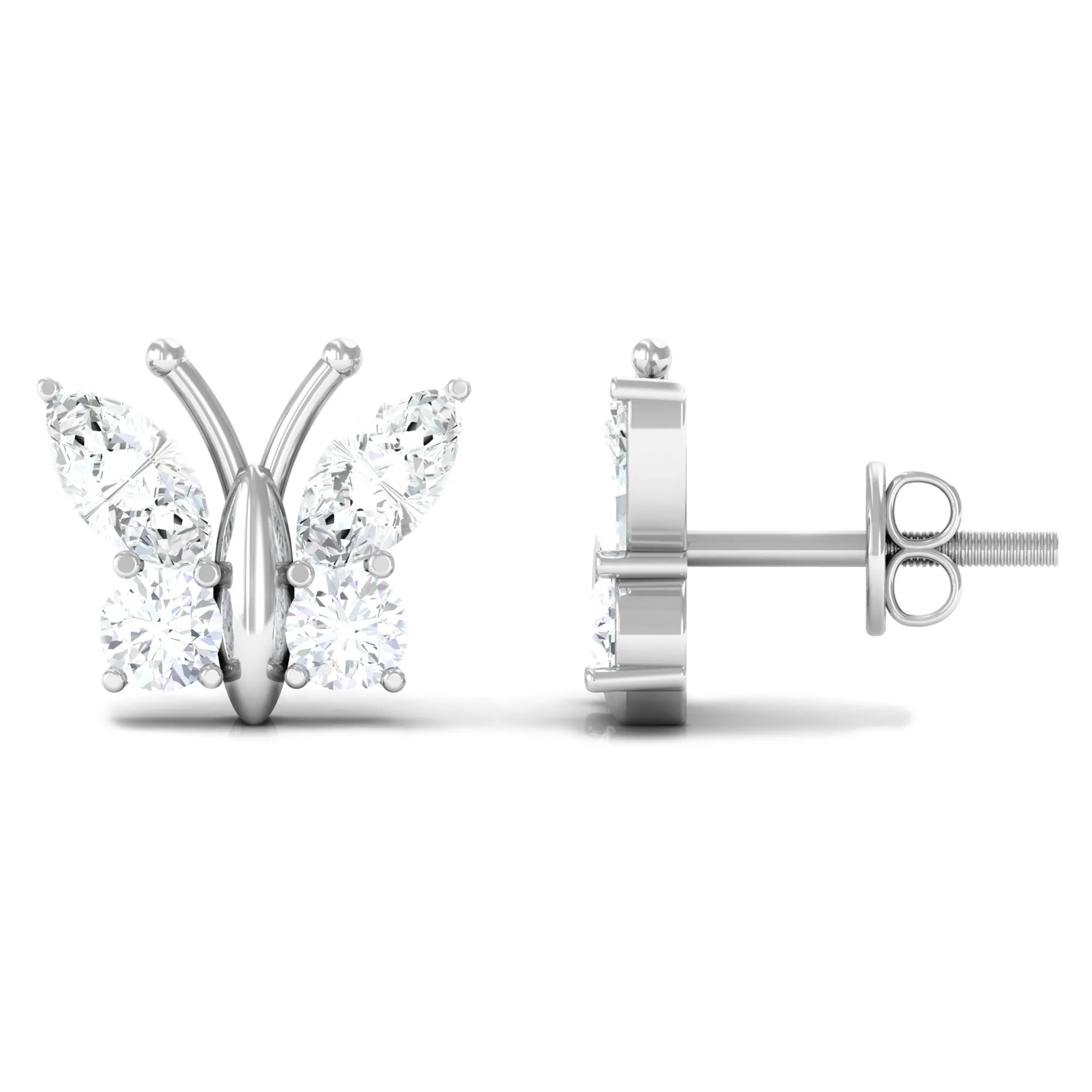 1.75 CT Cubic Zirconia Butterfly Stud Earrings