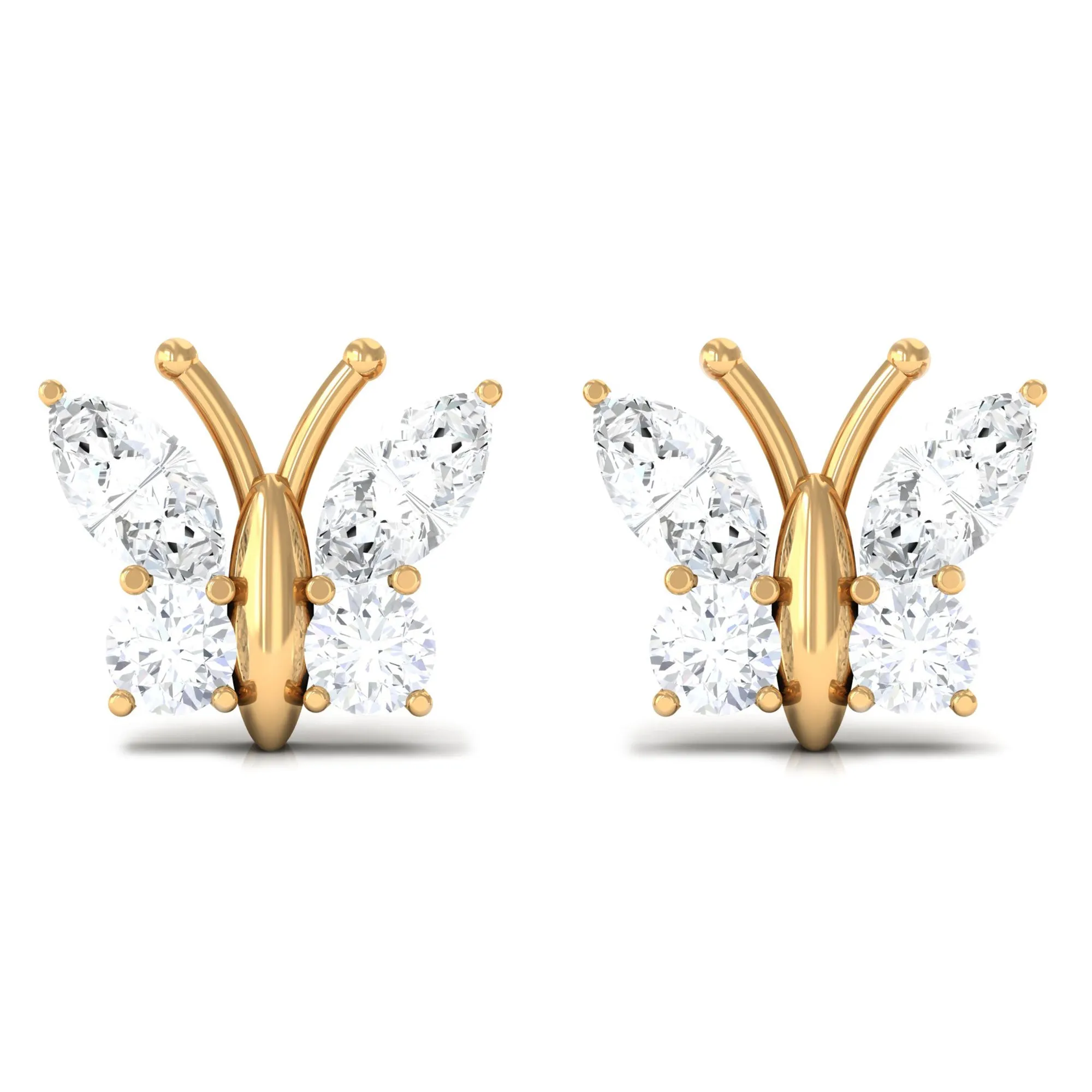 1.75 CT Cubic Zirconia Butterfly Stud Earrings