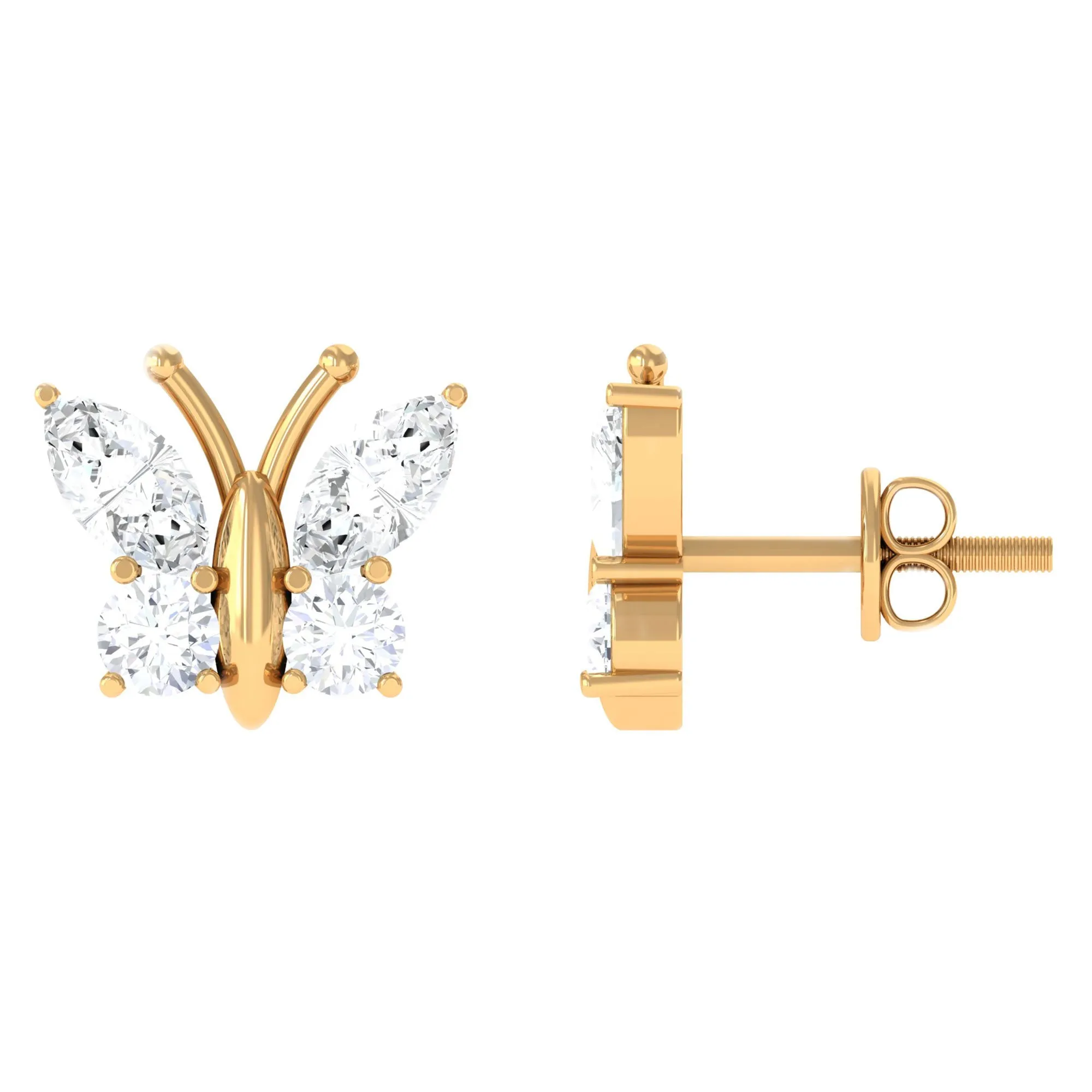 1.75 CT Cubic Zirconia Butterfly Stud Earrings