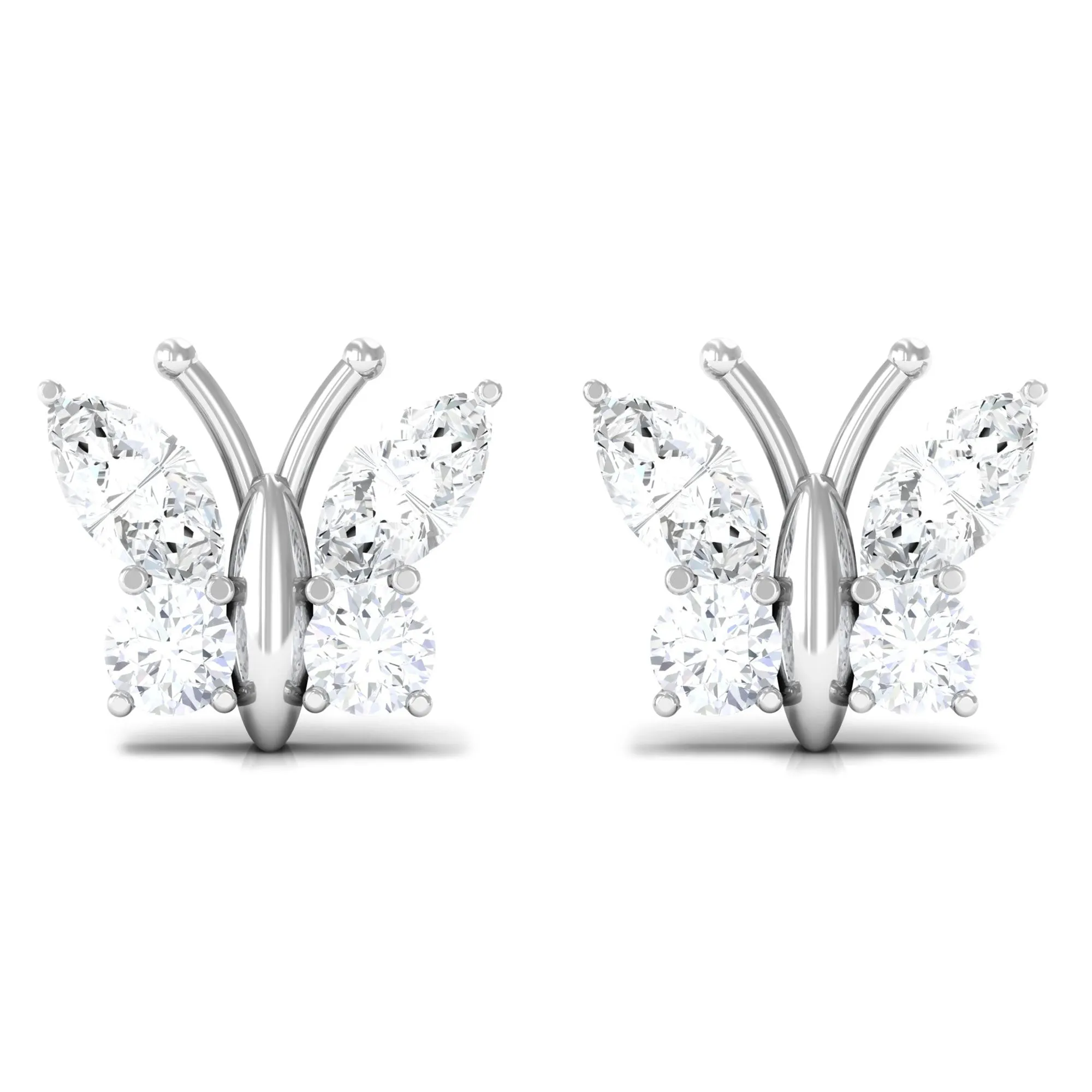 1.75 CT Cubic Zirconia Butterfly Stud Earrings