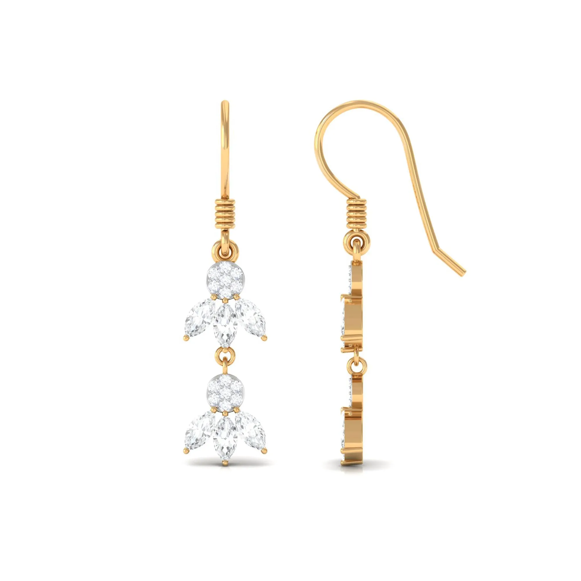 1.75 CT Nature Inspired Zircon Dangle Earrings in Gold