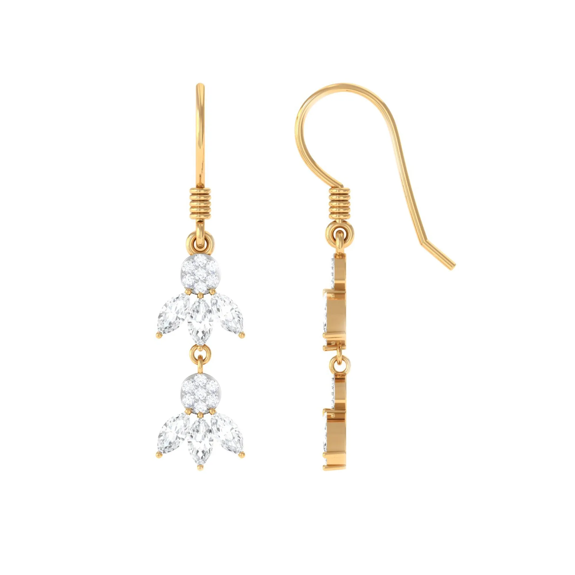 1.75 CT Nature Inspired Zircon Dangle Earrings in Gold