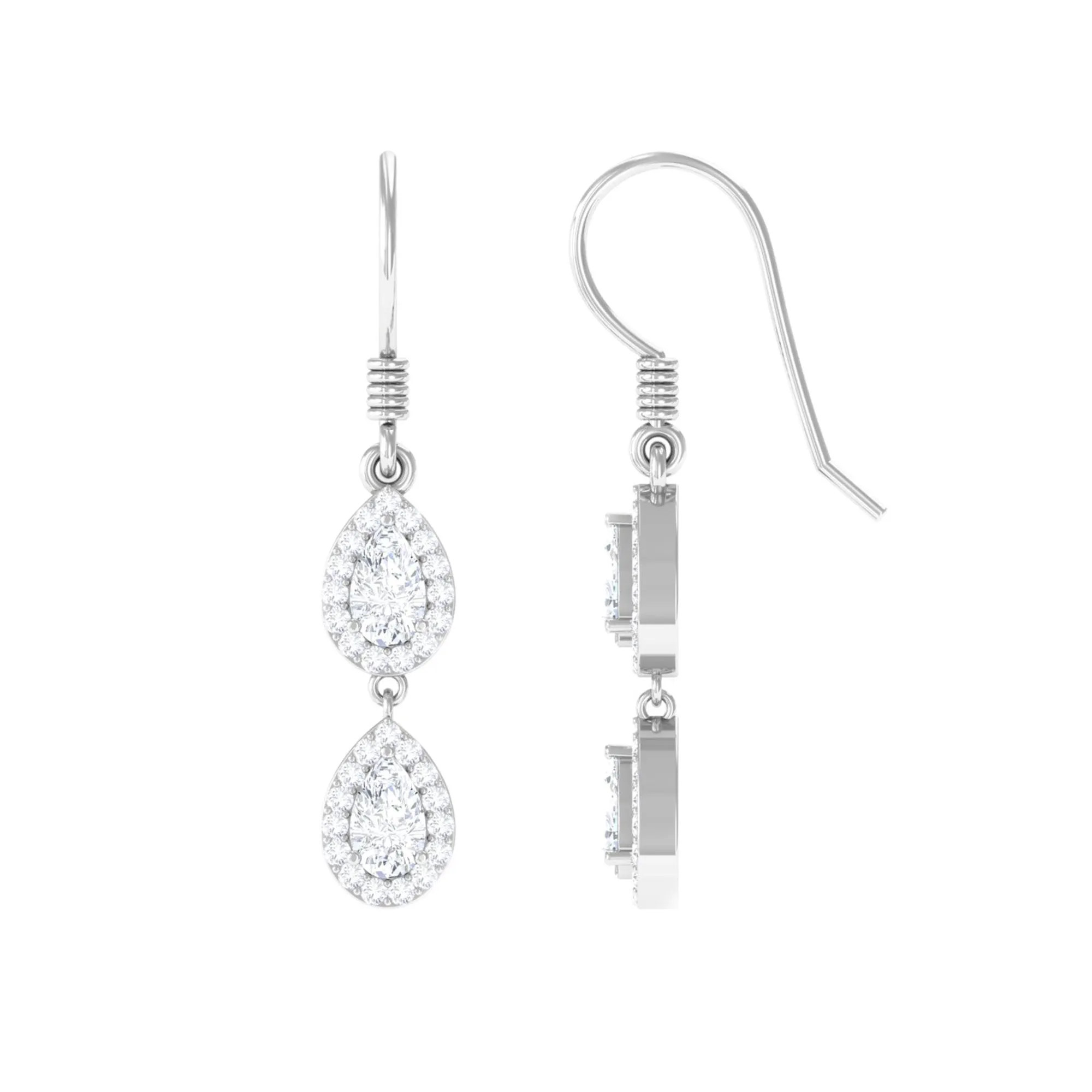 1.75 CT Pear and Round Cut Zircon Dangle Earrings