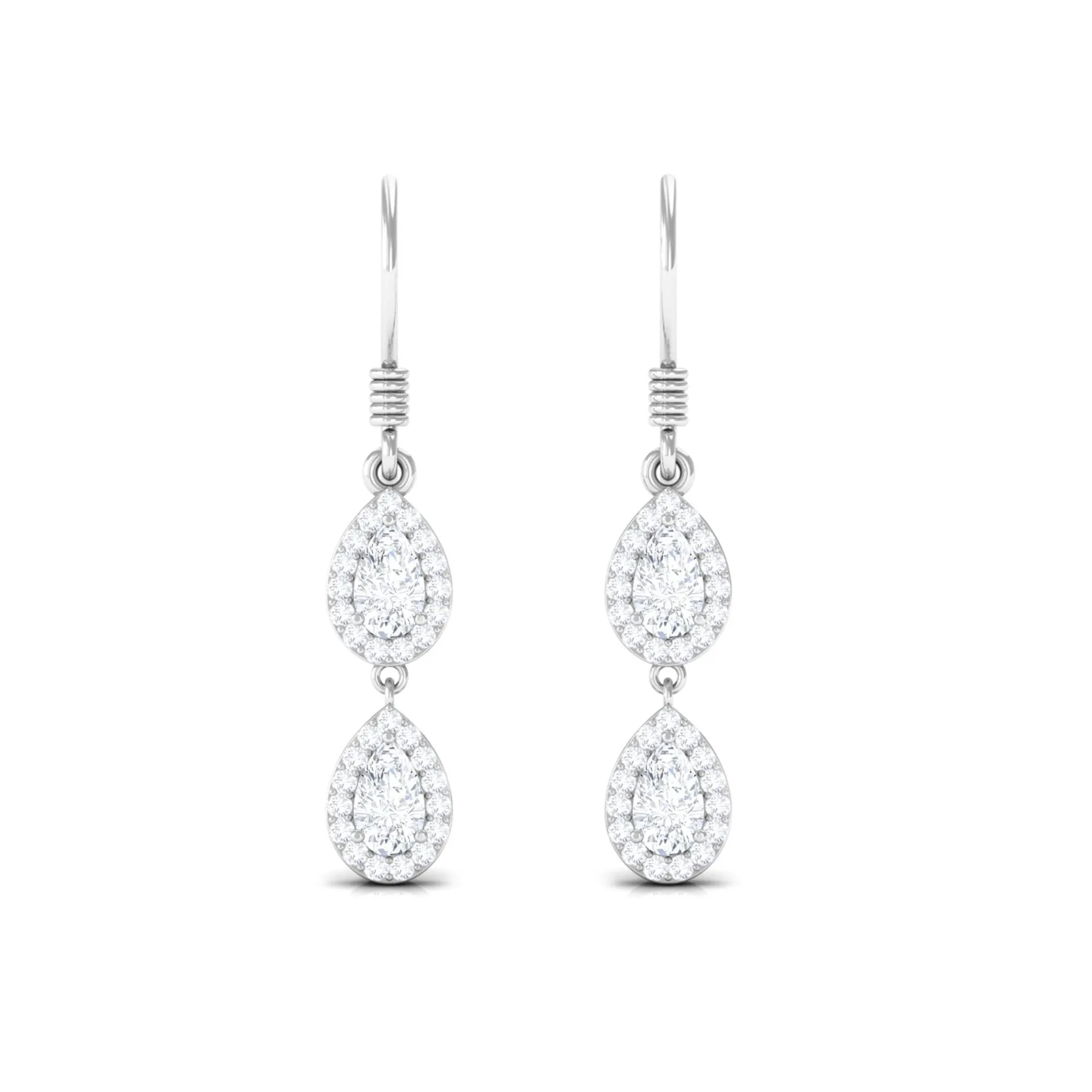 1.75 CT Pear and Round Cut Zircon Dangle Earrings