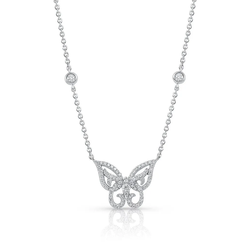 18 kt White Gold Diamond Butterfly Necklace