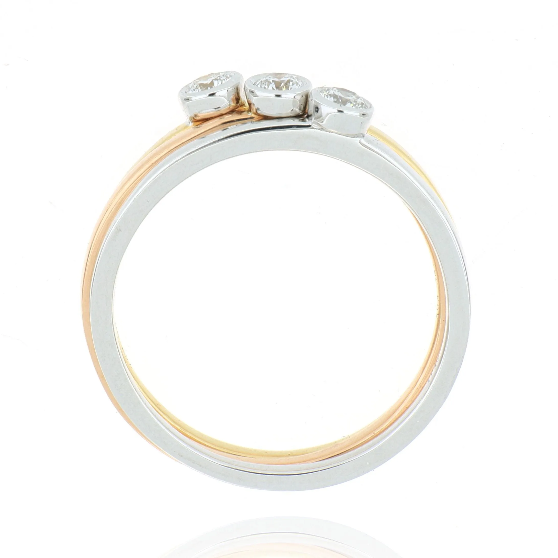 18k Yellow, White and Rose Gold Stackable Ring Set