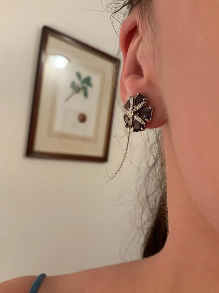 18kt Yellow Gold Mini Sand Dollar Earrings with Citrine and Diamonds